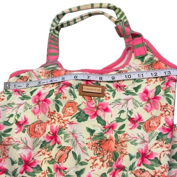 Caribbean Joe Coral Floral Hobo Bag with Striped Handles - Picture 14 of 15